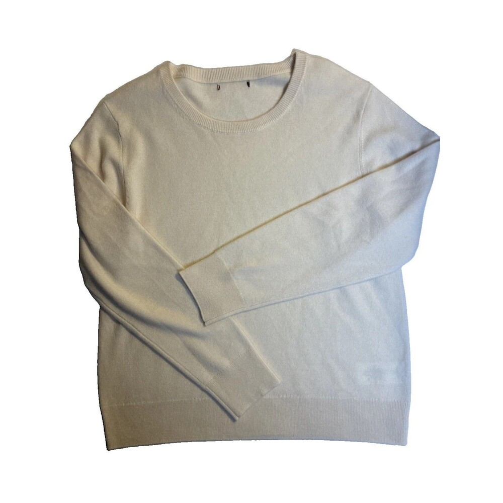 Quince Mongolian Cashmere Crewneck Sweater Women’s Large Ivory 100% Cashmere